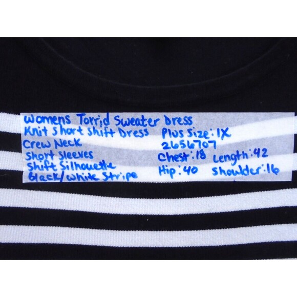 Torrid Knit Short Shift Sweater Dress Women Size 1X Striped 2656707 Short Sleeve - Picture 4 of 10